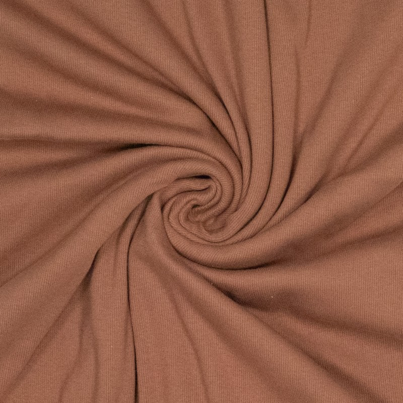 Fibre Mood - Tissu Jersey Bord-Cotes Uni Couleur Mocha Mousse.webp