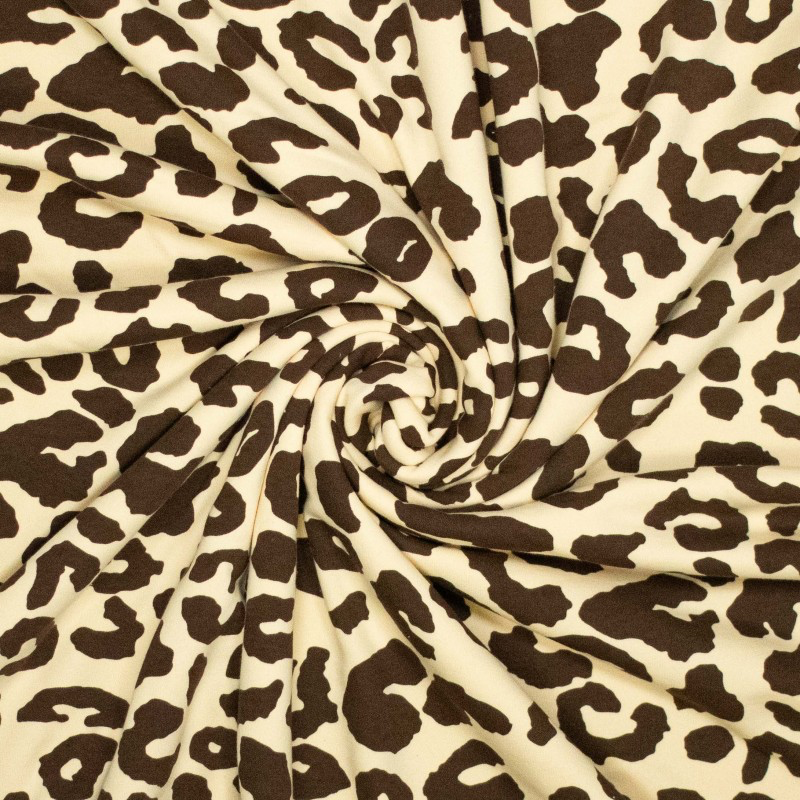 Sélection Coup de Coudre – Tissu Jersey Sweat de Coton Gratté Imprimé Léopard.webp