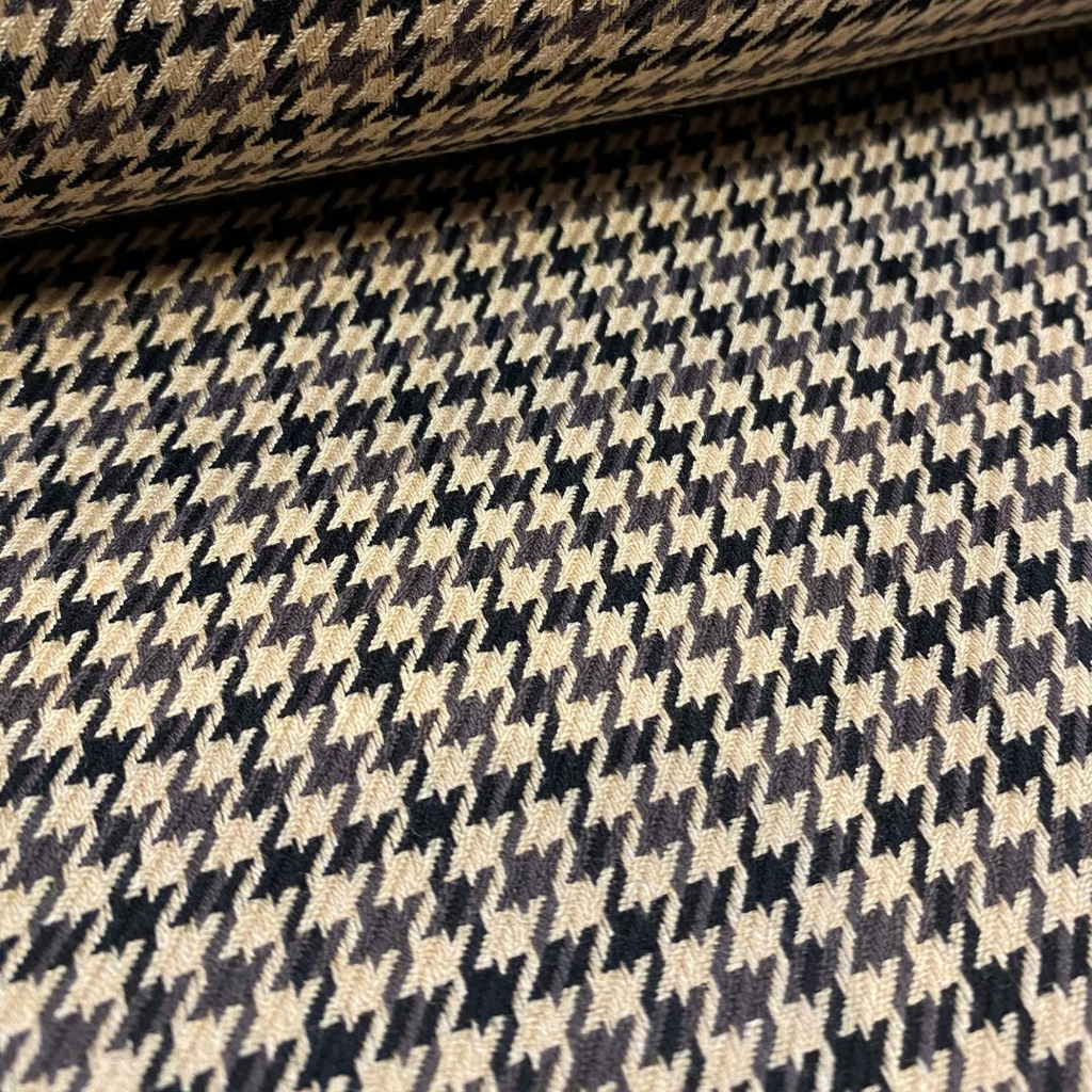 Tissu Pied-de-Poule Beige et Marron Chocolat 3.webp