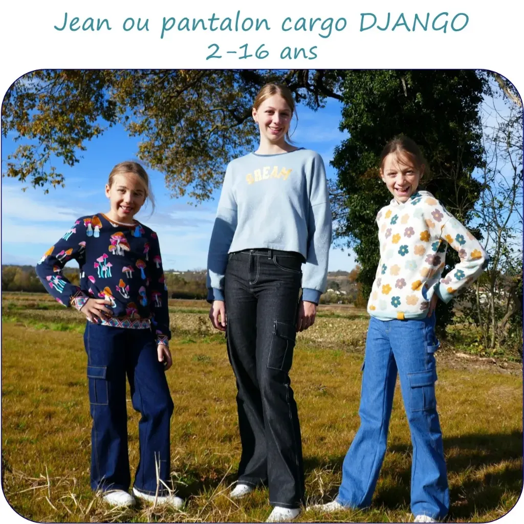 [Django] Petits D'om "Django" – Patron Couture Enfant Jean ou Pantalon Cargo du 2 au 16 ans