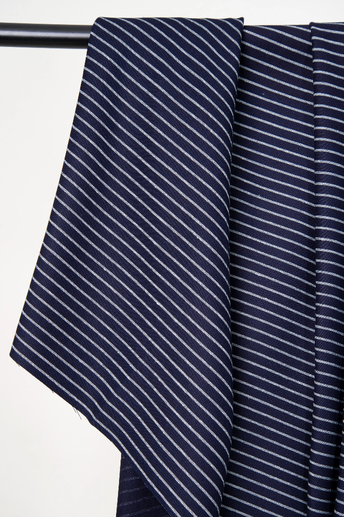 Atelier Brunette - Tissu "Denim Stripes Indigo" - 10 cm