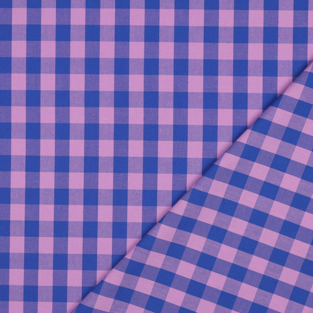[03511.008] Poppy – Tissu Fil à Fil Carreaux Violet et Rose - 10 cm