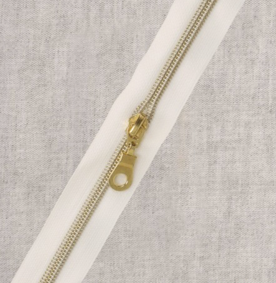 [1993-501] Fermeture à glissière au mètre blanc/or - 50 cm