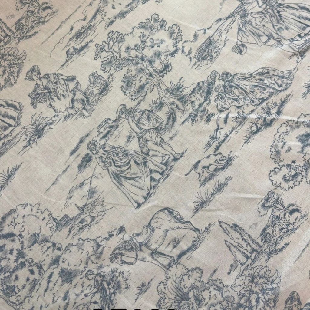[LE023] Sélection Coup de Coudre – Tissu en Coton et Lin Toile de Jouy – Bleu - 10 cm