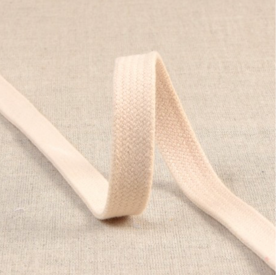 [795-B-015col.051] Tresse Tubulaire Plate Ecru 15 mm - 50 cm