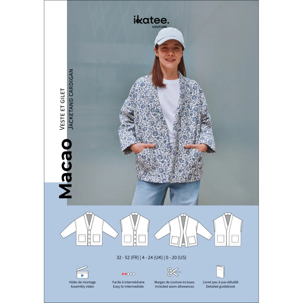 [Macao] Ikatee - Patron Couture Femme Veste "Macao" du 32 au 52