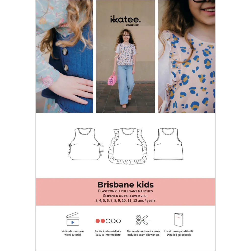 [Brisbane Kids] Ikatee - Patron Couture Enfant Plastron et Pull sans manches "Brisbane Kids" du 3 au 12 ans