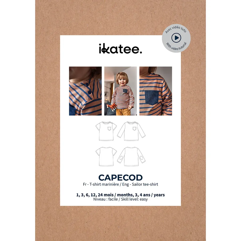 [Capecod] Ikatee - Patron Couture Bébé T-shirt Marinière "Capecod" du 1 mois au 4 ans