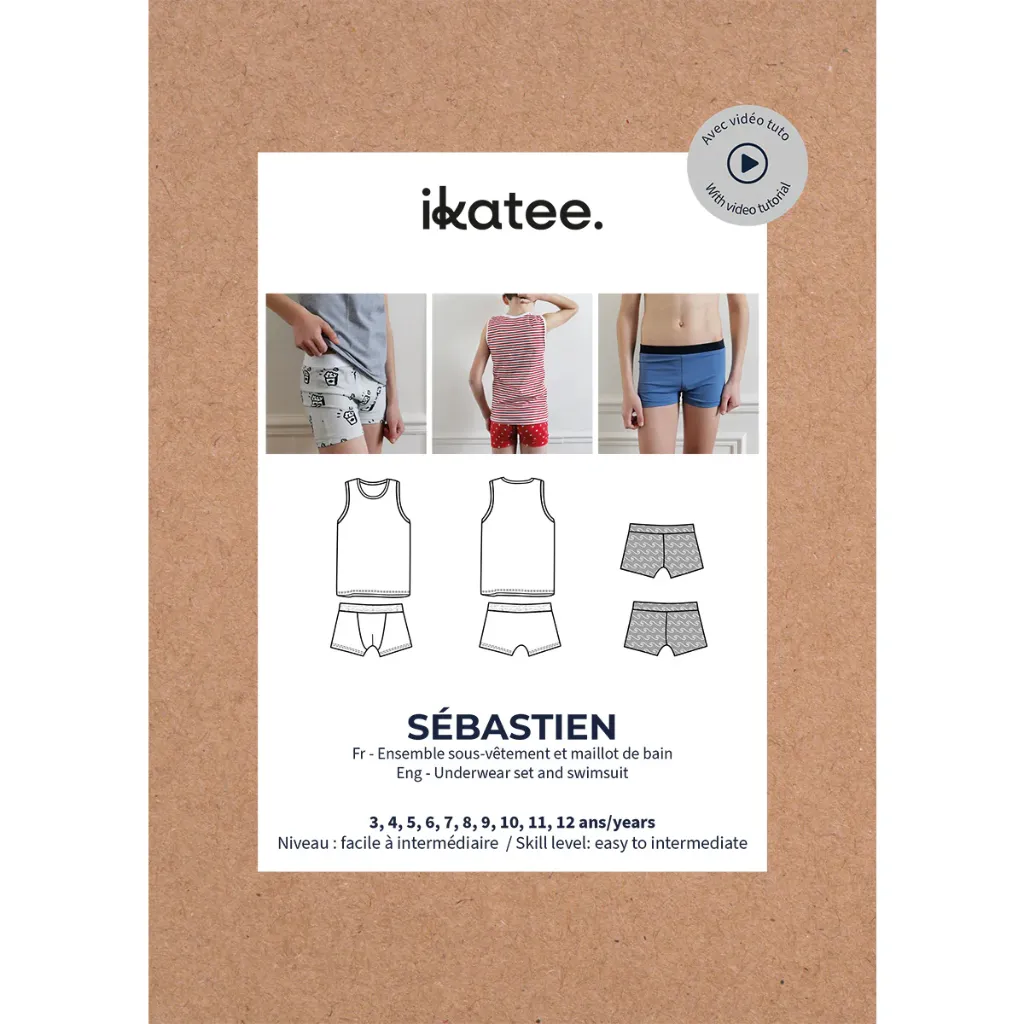 Ikatee - Patron Couture Enfant Sous-vêtement et Maillot de Bain "Sébastien" du 3 au 12 ans