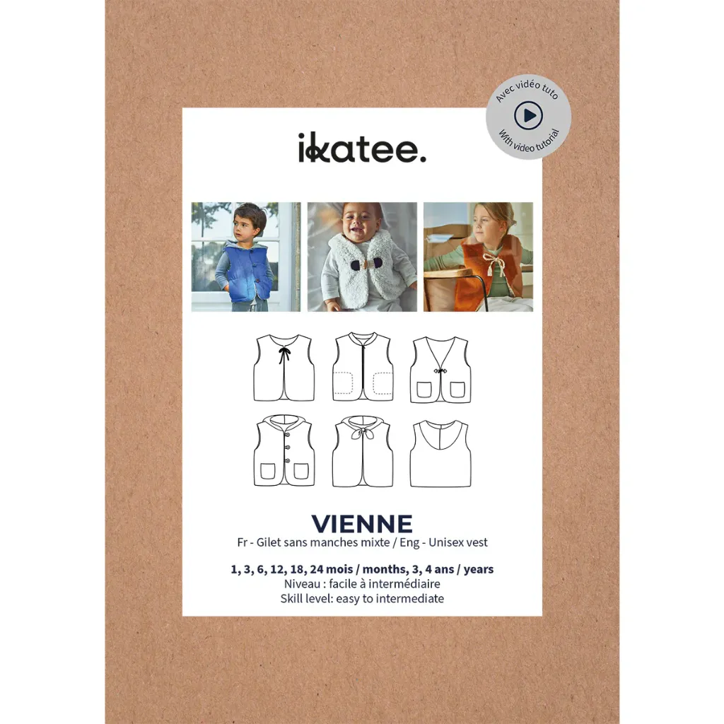[Vienne] Ikatee - Patron Couture Bébé Gilet sans manches "Vienne" du 1 mois au 4 ans