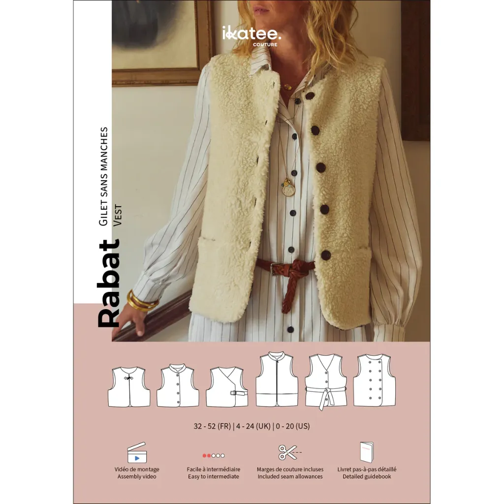 [Rabat] Ikatee - Patron Couture Femme Gilet sans Manche "Rabat" du 32 au 52