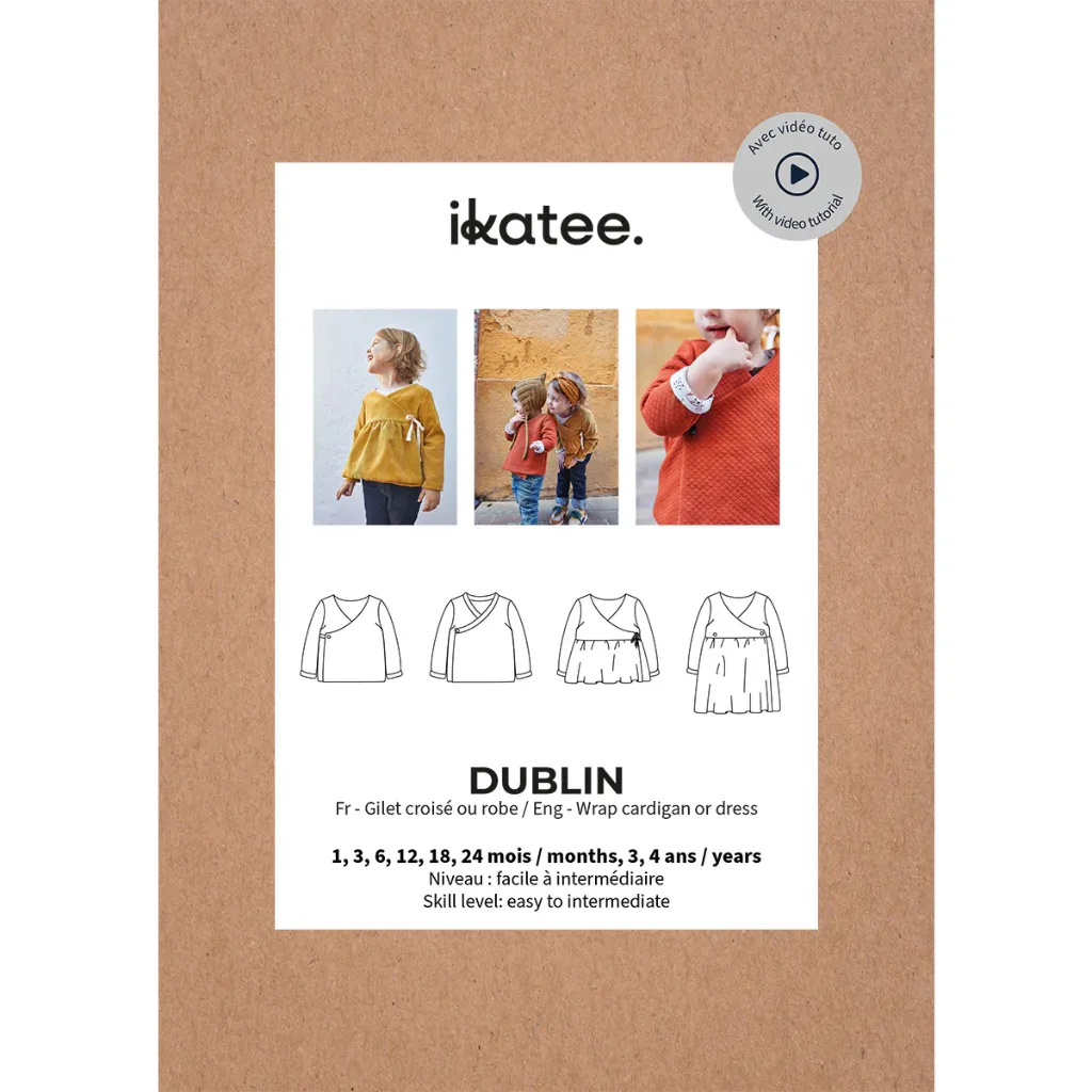 Ikatee - Patron Couture Bébé Gilet Mixte et Robe "Dublin" du 1 mois au 4 ans