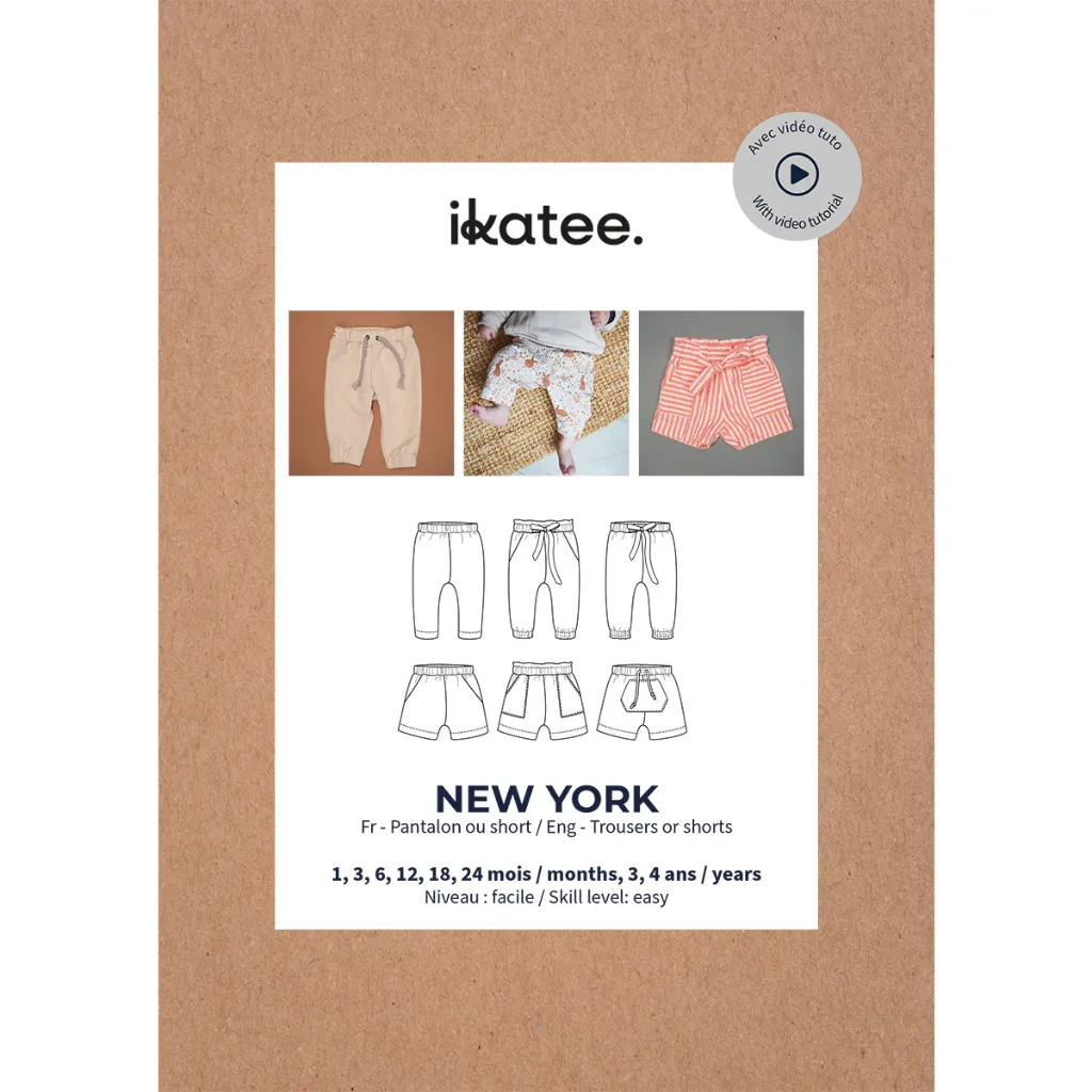 Ikatee - Patron Couture Bébé Pantalon ou Short "New York" du 1 mois au 4 ans