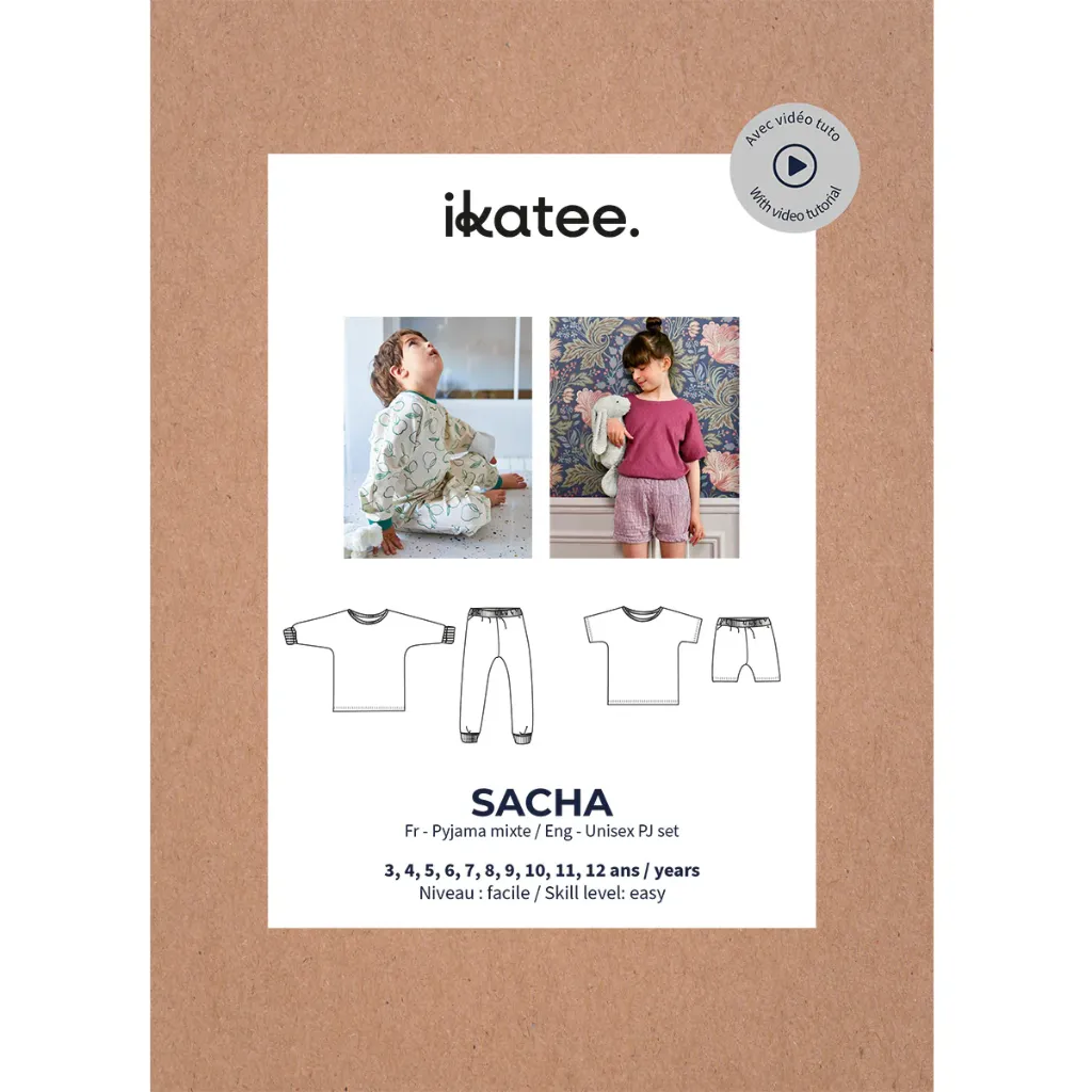 Ikatee - Patron Couture Enfant Pyjama Mixte "Sacha" du 3 au 12 ans