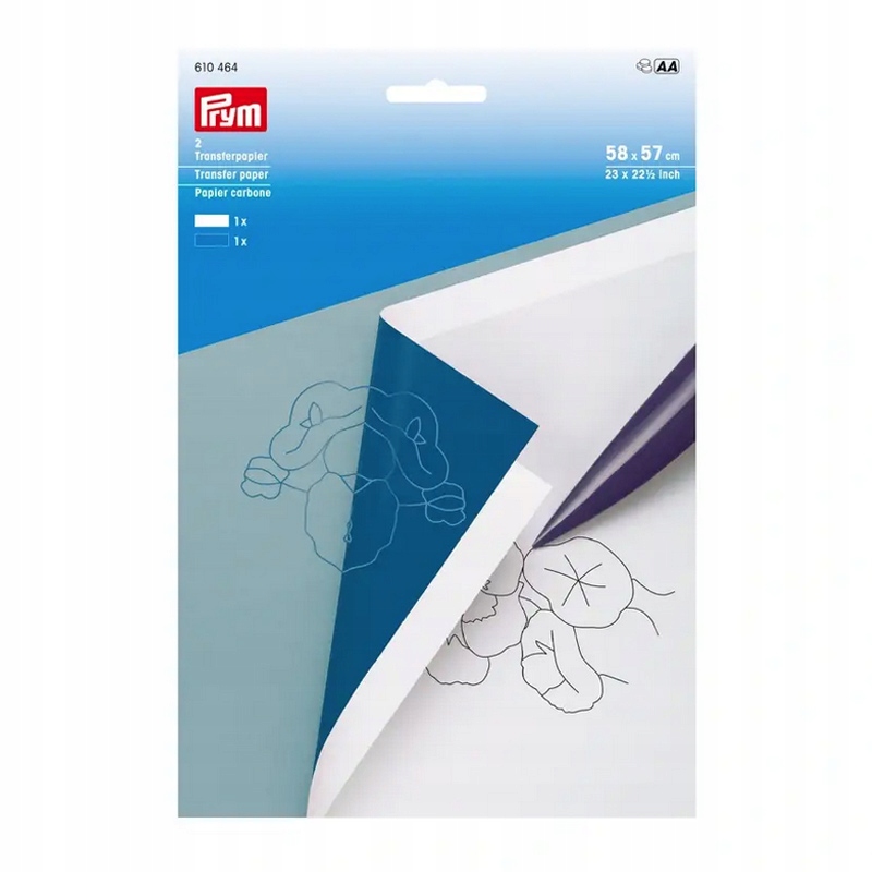 Prym – 2 Feuilles Papier Carbone Coloris Bleu et Blanc
