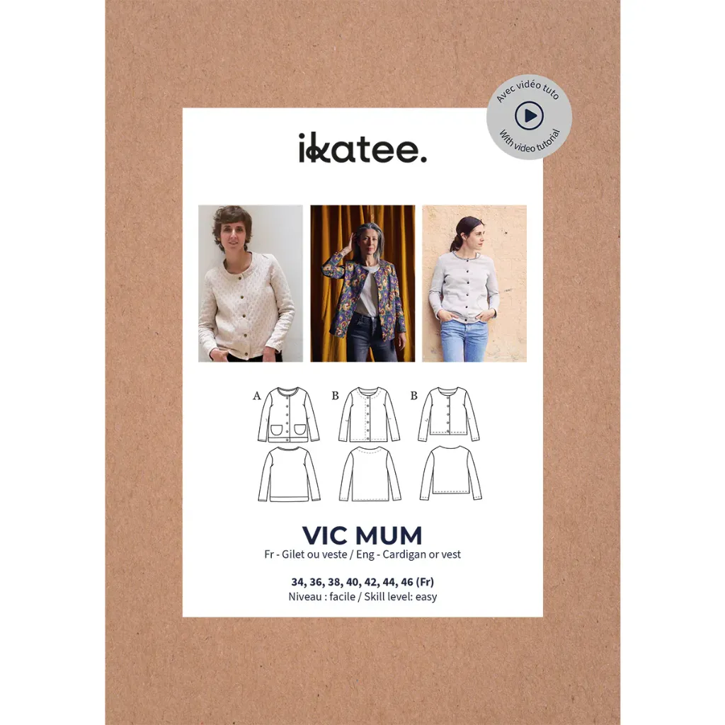 Ikatee - Patron Couture Femme Gilet et Veste "Vic Mum" du 34 au 46