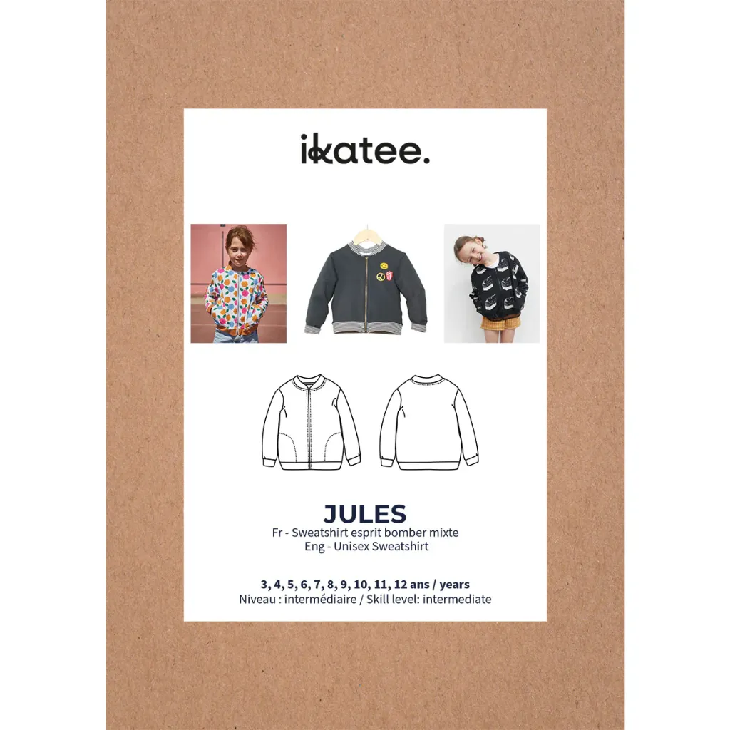 [Jules] Ikatee - Patron Couture Enfant Sweat zippé et Bomber Mixte "Jules" du 3 au 12 ans