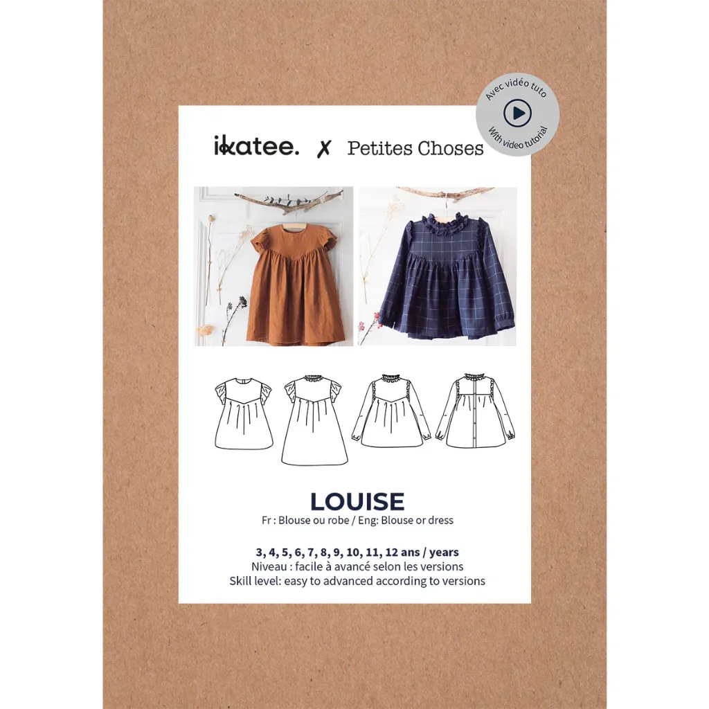 Ikatee - Patron Couture Enfant Blouse et Robe "Louise" du 3 au 12 ans