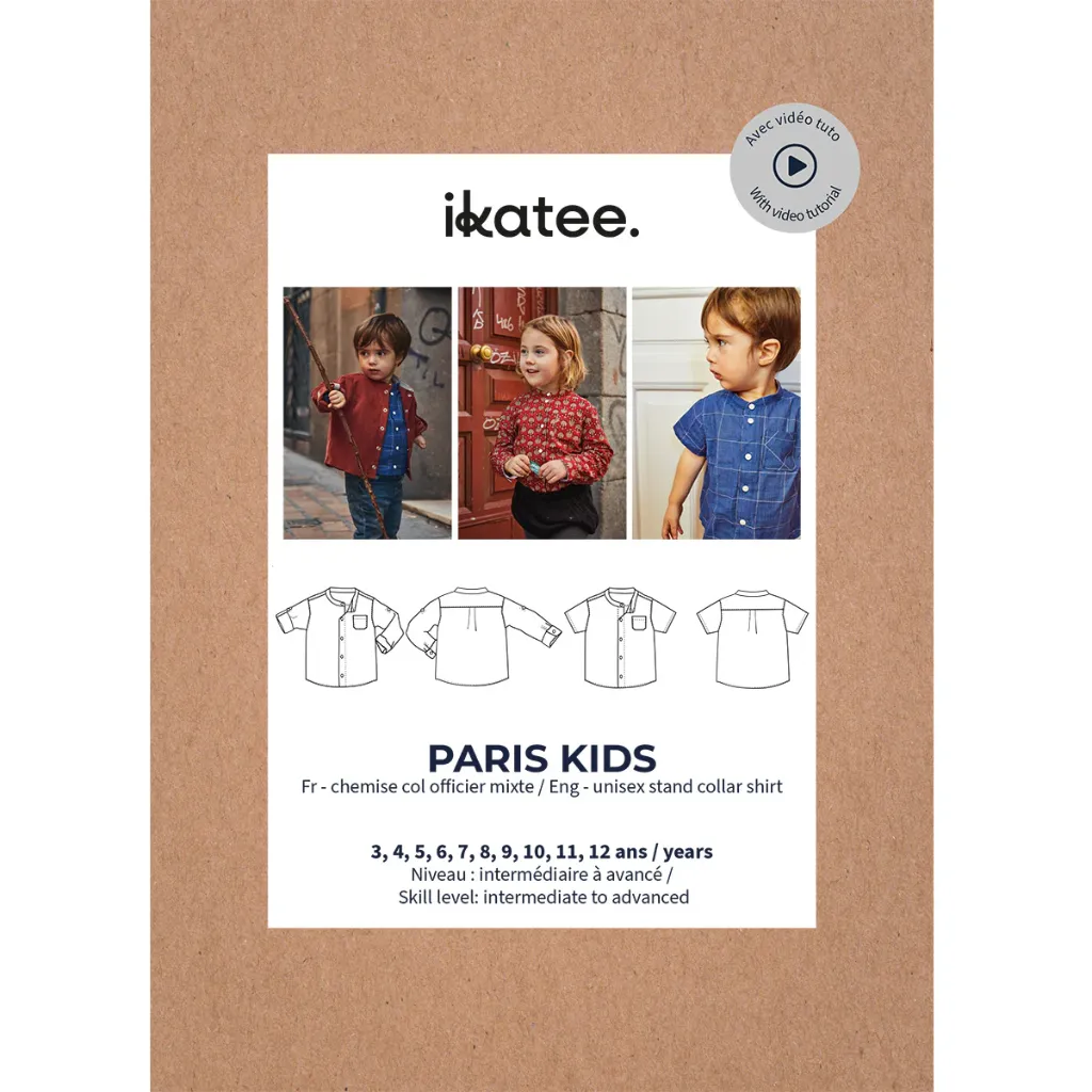 Ikatee - Patron Couture Enfant Chemise Mixte "Paris Kids" du 3 au 12 ans