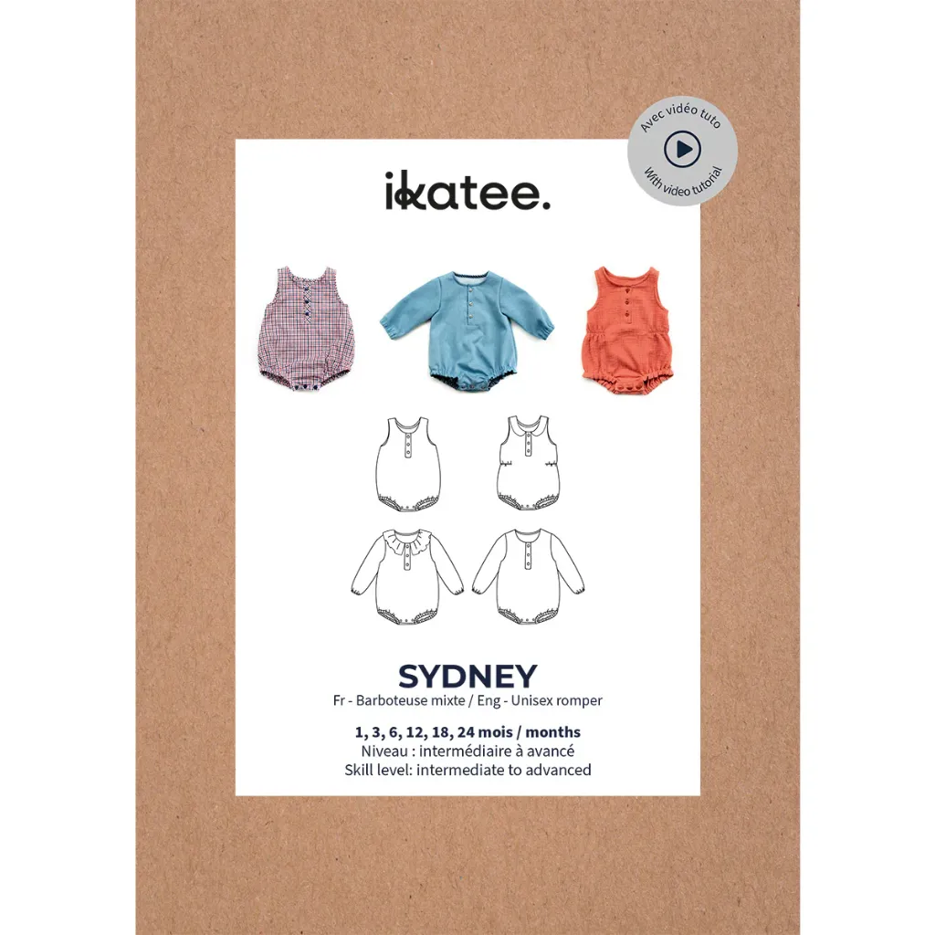 [Sydney] Ikatee - Patron Couture Bébé Barboteuse Mixte "Sydney" du 1 mois au 24 mois