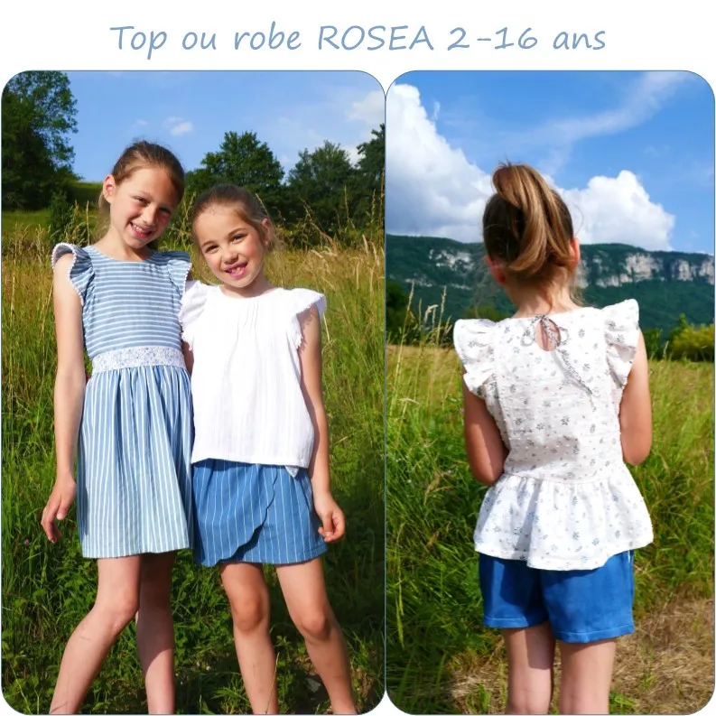 [Rosea] Petits D'om "Rosea" – Patron Couture Enfant Top ou Robe du 2 au 16 ans