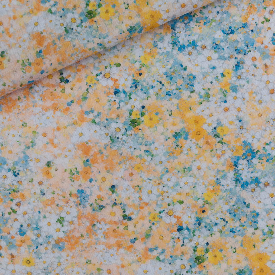 See You at Six – Tissu Double Gaze Coton Imprimé « Lots of Flowers » - 10 cm