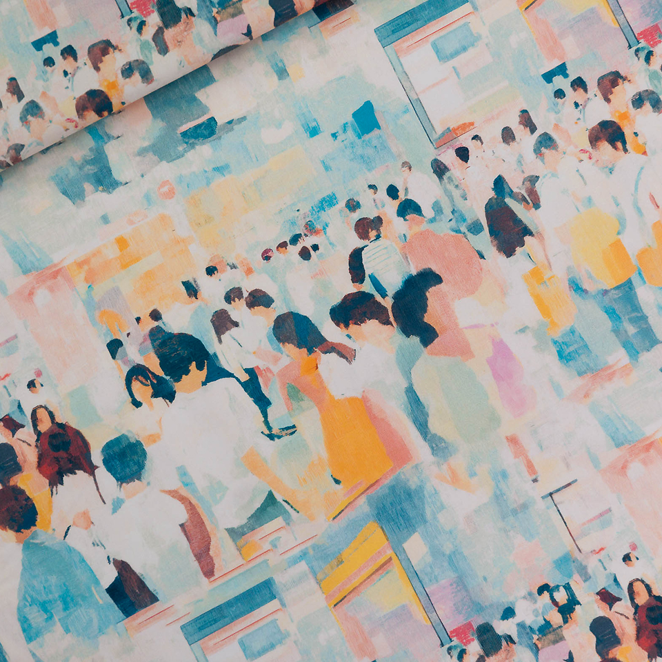 See You at Six – Tissu Coton Imprimé « All the People » - 10 cm