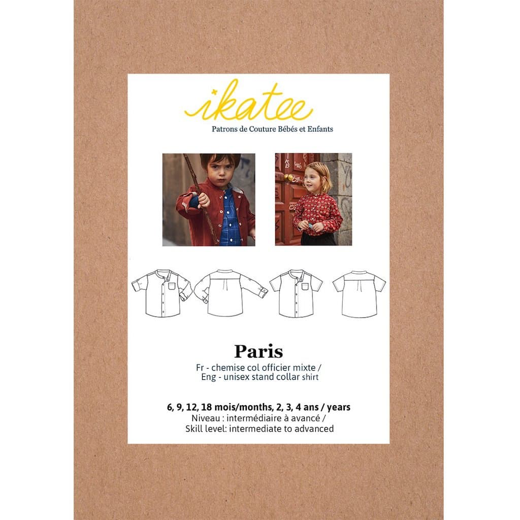 Ikatee - "Paris" - Patron Couture Enfant Chemise Mixte - de 6 mois à 4 ans