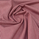 Sélection Coup de coudre – Tissu Denim de Coton Stretch Rayures Blanches sur le Fond Rouge - 10 cm
