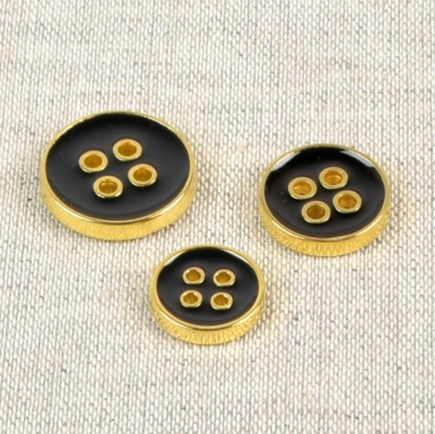 [50319-12-580] Bouton Métallique Laqué Noir 12 mm