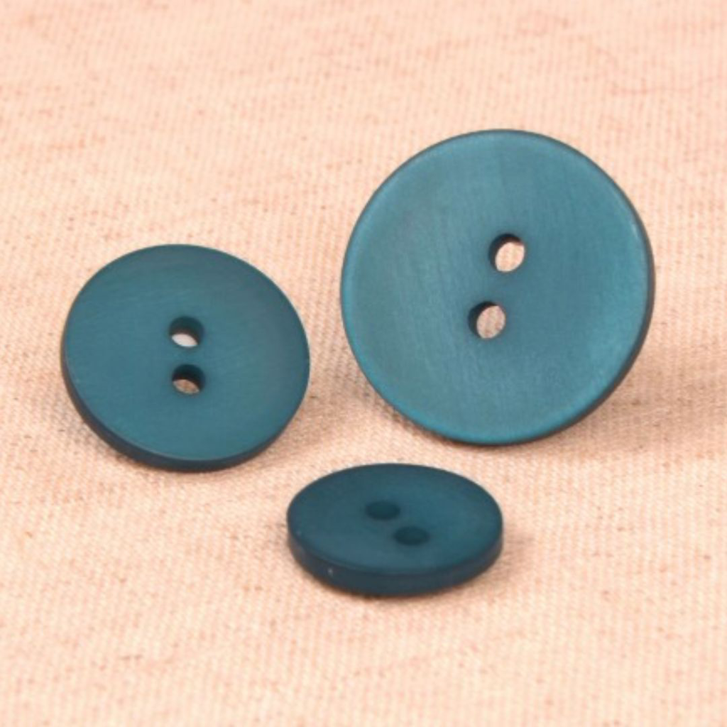 [60832-15-020] Bouton Classique Deux Trous Satiné Bleu Canard 15 mm