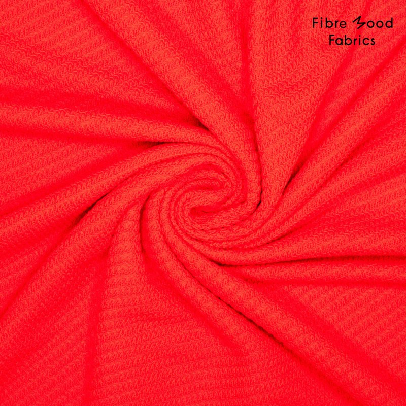 Fibre Mood – Tissu Maille de Coton «Tasha» Uni Rouge Feu  - 10 cm