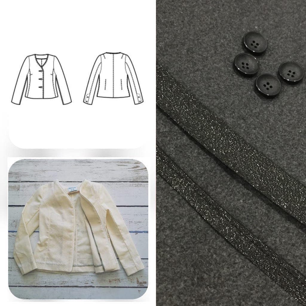 Christine Charles – Kit Couture Veste Armélia Couleur Gris et Noir