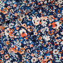 See You at Six – Tissu Toile de Coton Gabardine Imprimé « Flower Joy » Bleu Océana - 10 cm