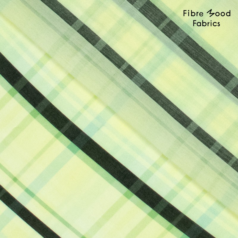 [FM317081] Fibre Mood – Tissu Voile de Tencel et Nylon à Carreaux «Rima» Vert - coupon 1,5 m