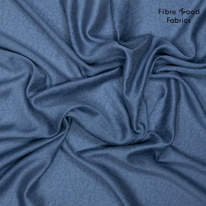 Fibre Mood - Tissu Jacquard de Tencel "Lumen" Couleur Bleu à Motif Texturé - coupon 0,8 m