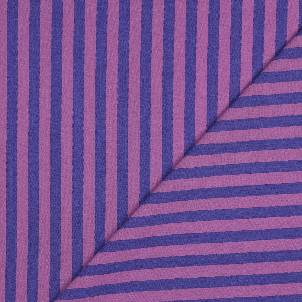 Poppy – Tissu Fil à Fil Rayures Violet/ Rose - 10 cm