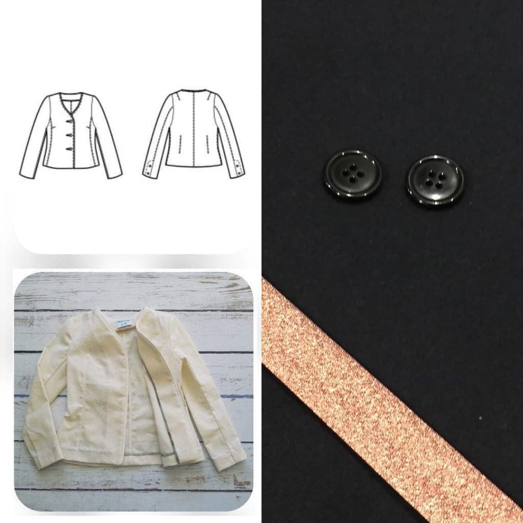 Christine Charles – Kit Couture Veste Armélia Couleur Bleu Marine et Cuivre