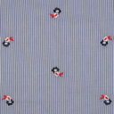 Poppy - Tissu Fil à Fil Rayures Bleu Moyen Brodé Fleurs - 10 cm