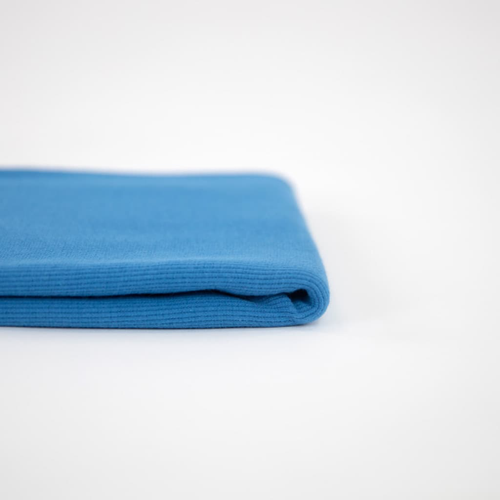 See You at Six – Tissu Jersey Bord-Cotes Uni Couleur Bleu Côte Pacifique - 10 cm