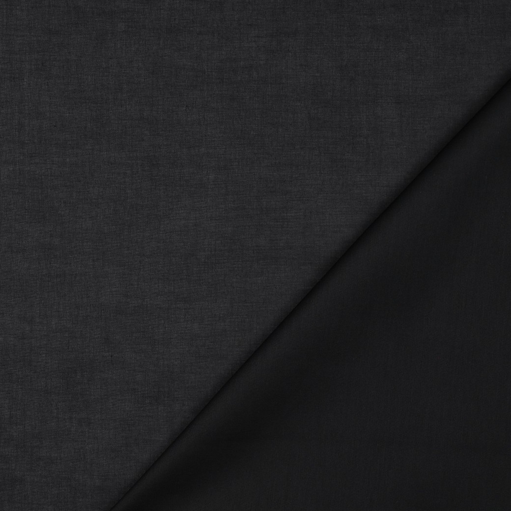 Sélection Coup de Coudre - Tissu Voile de Coton Bio Uni Noir - 10 cm