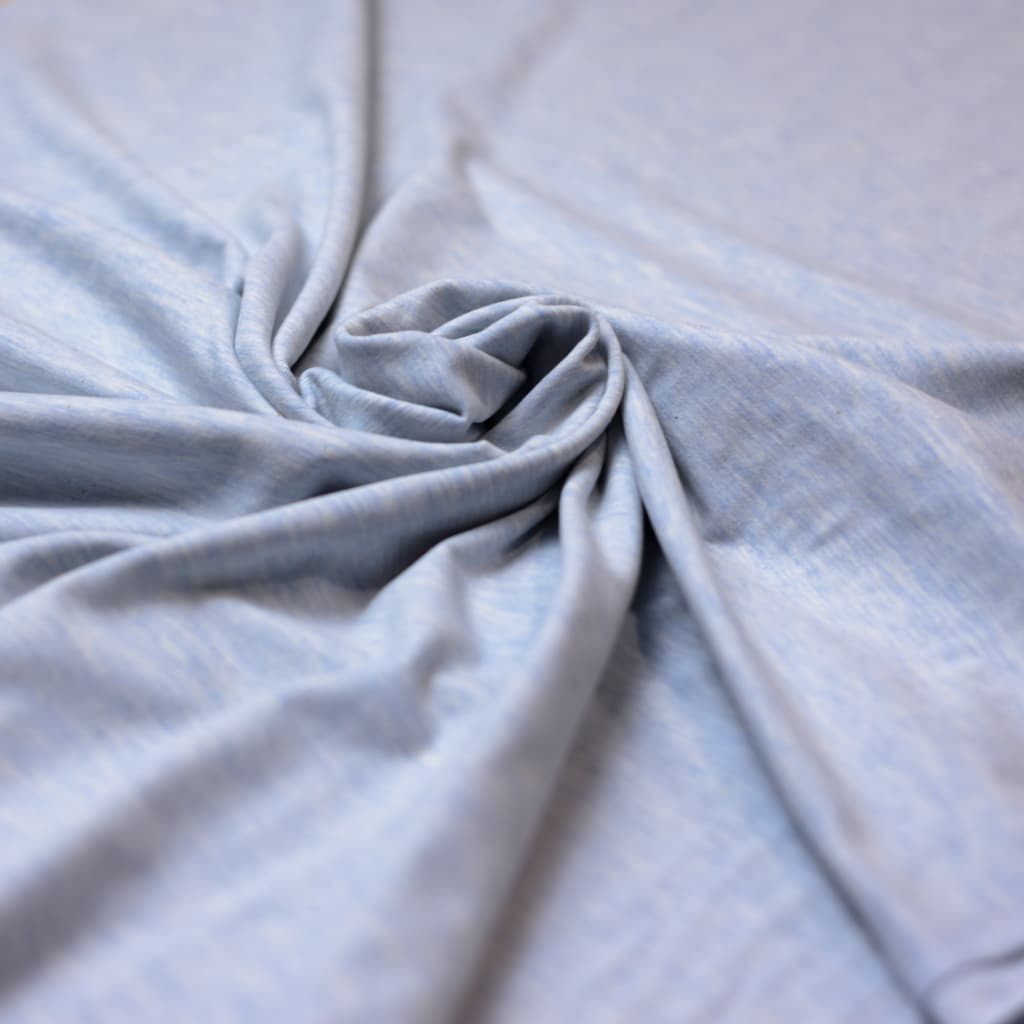 [03252 bleu] Sélection Coup de Coudre – Tissu Jersey Coton Chiné Bleu Ciel - 10 cm