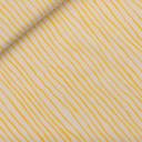 See You at Six – Tissu Coton Imprimé « Wiggly Verticals » Lignes Jaunes sur le Fond Crème Papyrus - 10 cm