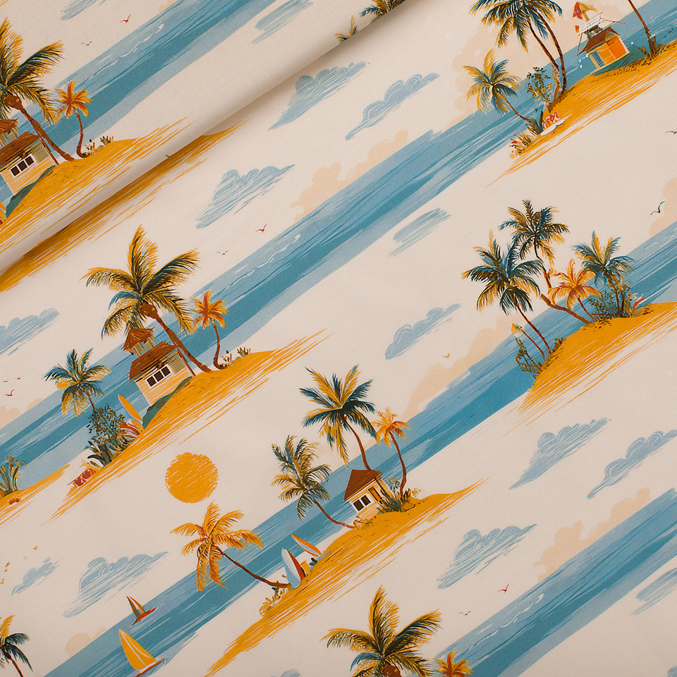 [06305.229.R] See You at Six – Tissu Coton Imprimé « Islands » - 10 cm