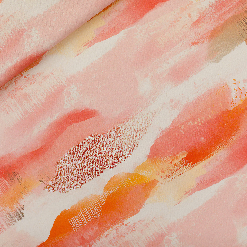 See You at Six – Tissu Mélange Lin et Viscose Imprimé "Ember Horizon"  - 10 cm