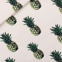 See You at Six – Tissu Toile de Coton Gabardine Imprimé « Pineapples » sur le Fond Crème Papyrus - 10 cm