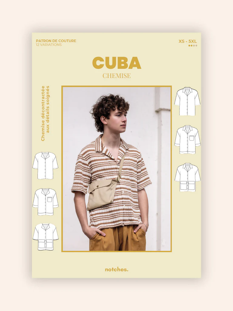 Notches - "Cuba" - Patron Pochette Chemise Homme du XS au 5XL