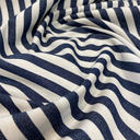 Sélection Coup de coudre – Tissu Denim de Coton Stretch Rayures Larges Bleu Marine - 10 cm