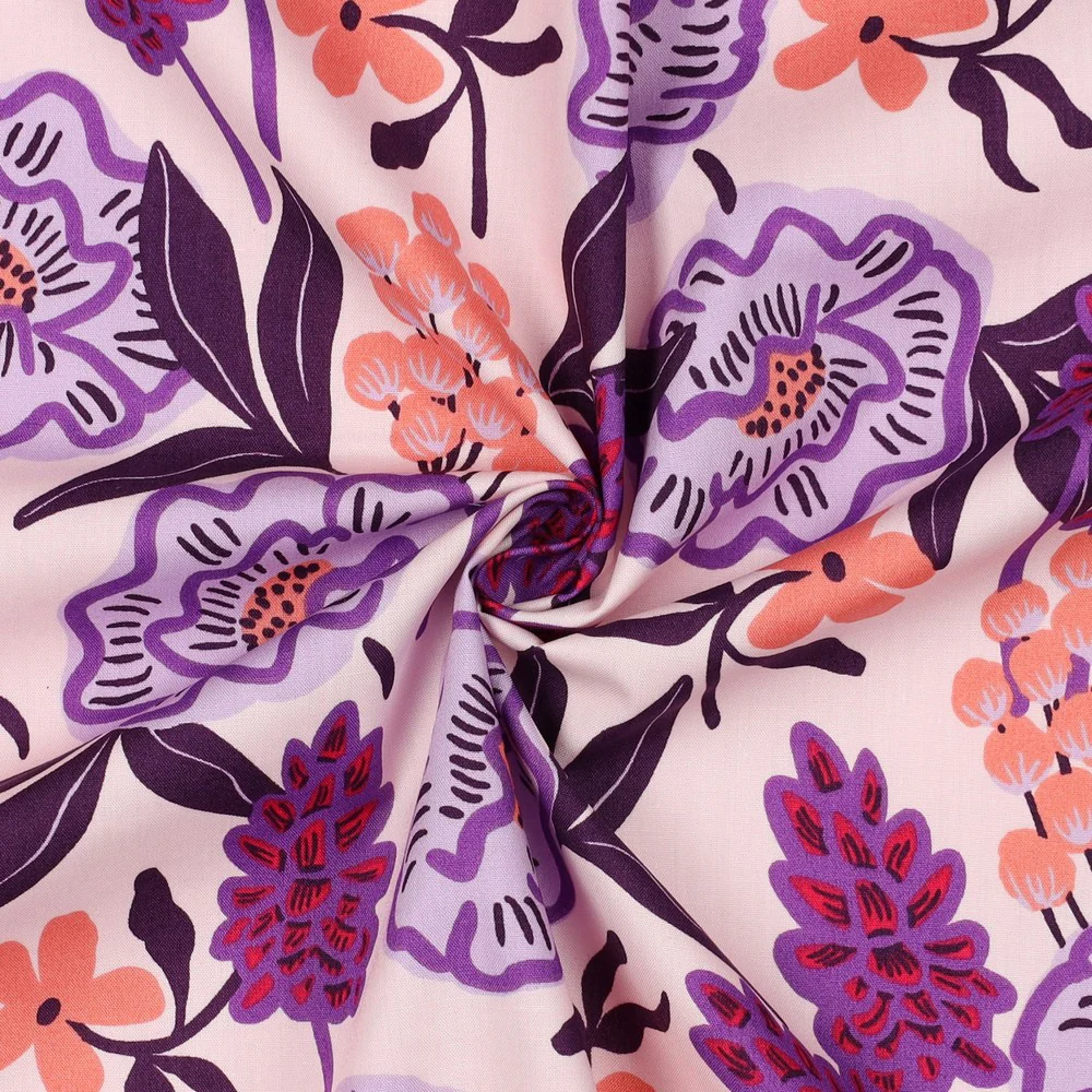 [Fresh flowers] Nerida Hansen – Popeline de Coton « FRESH FLOWERS » Rose Pastel - coupon 1,4 m