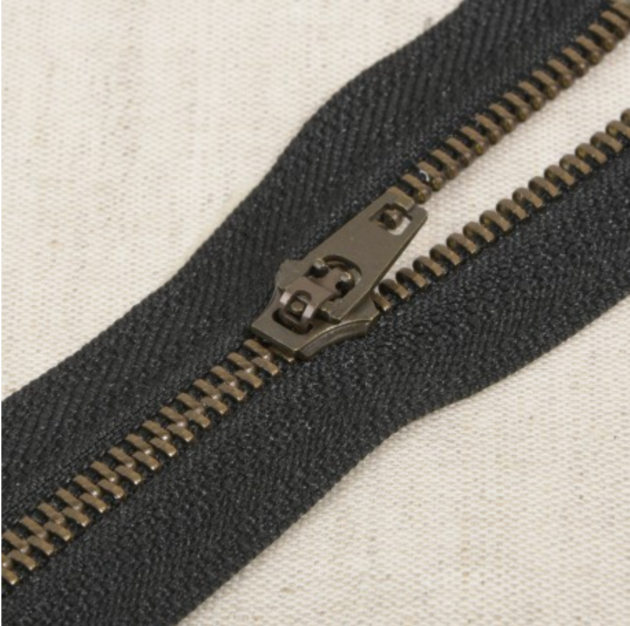 [1904-15-580] Fermeture à Glissière Métal n°5 Bronze Non Séparable Couleur Noir 15 cm